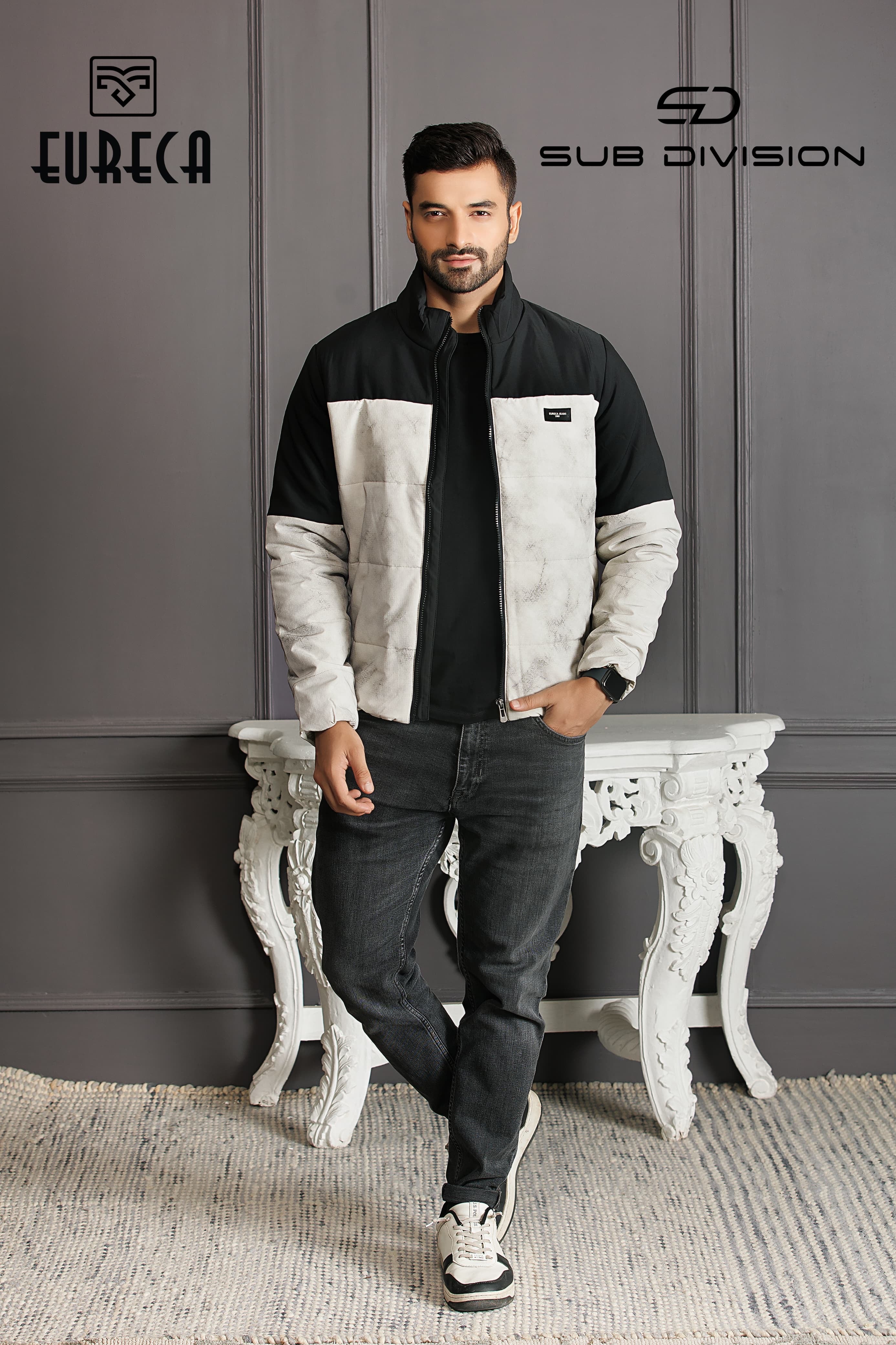 Eureca Men's Colourblock Quilted Jacket