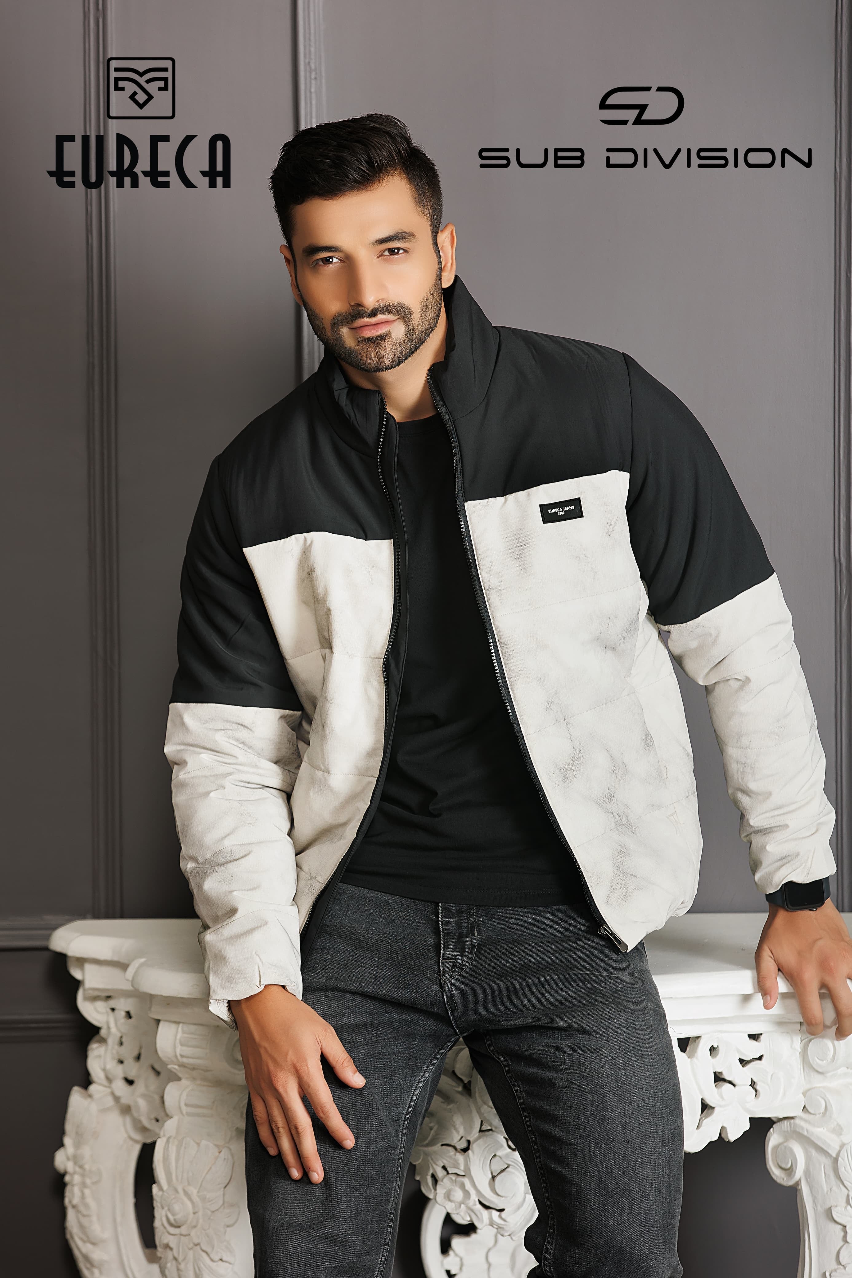 Eureca Men's Colourblock Quilted Jacket
